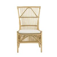 23 Inch Rattan Dining Side Chair, Soft Padded Seat, Natural Brown, White - BM285041