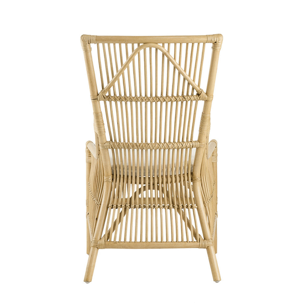 23 Inch Rattan Dining Side Chair, Soft Padded Seat, Natural Brown, White - BM285041