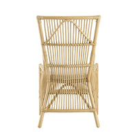 23 Inch Rattan Dining Side Chair, Soft Padded Seat, Natural Brown, White - BM285041