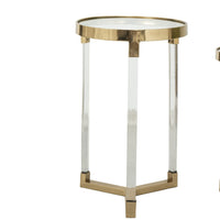 24, 21 Accent Tables, Acrylic Clear Legs, Glass Top, Set of 2, Gold - BM285128