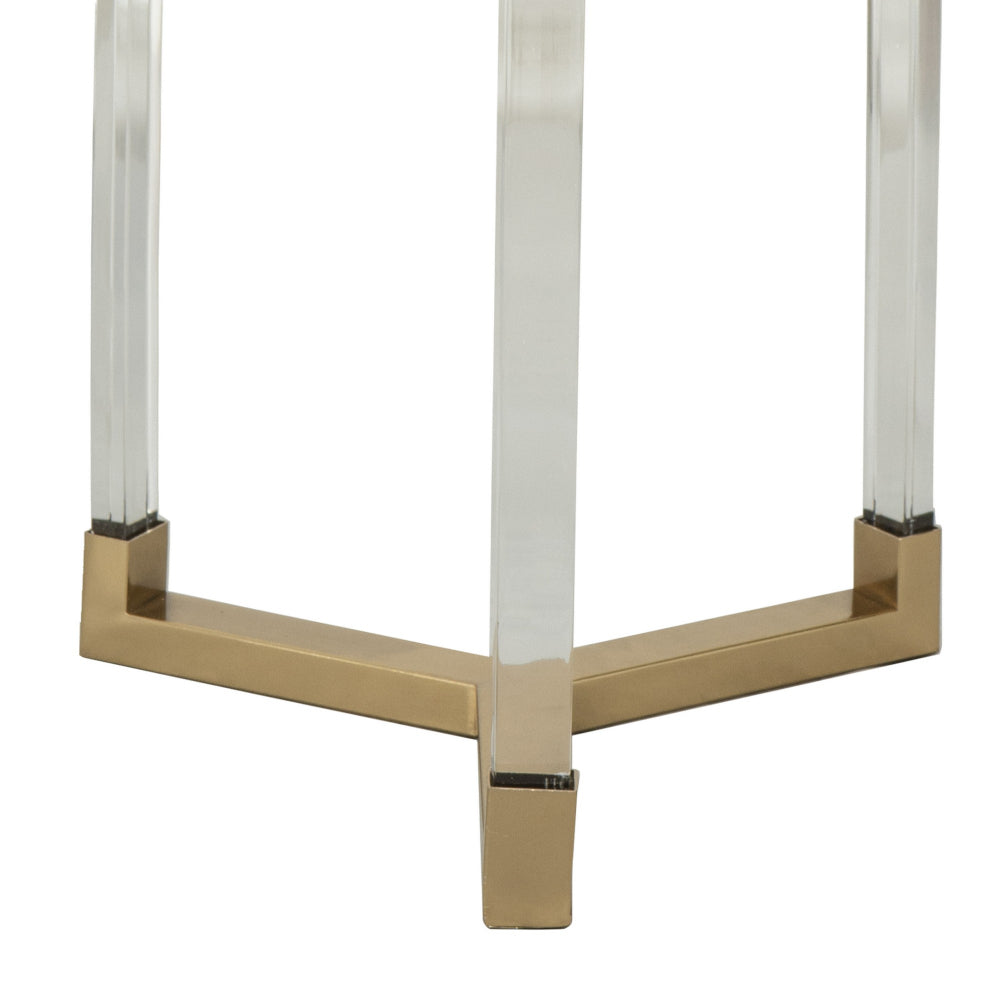 24, 21 Accent Tables, Acrylic Clear Legs, Glass Top, Set of 2, Gold - BM285128