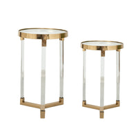 24, 21 Accent Tables, Acrylic Clear Legs, Glass Top, Set of 2, Gold - BM285128