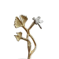 16 Inch Elegant Accent Table, 2 Tier Aluminum Cherry Blossom, Gold, Silver - BM285160