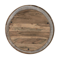 37 Inch Round Coffee Table, Drum Shape, Mango and Sheesham Wood, Brown - BM285374