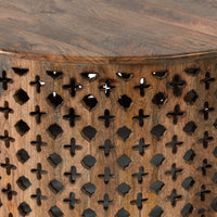 35, 34 Inch Coffee Table Set of 2, Mango Wood Lattice Design, Brown - BM285392