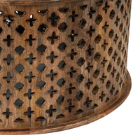35, 34 Inch Coffee Table Set of 2, Mango Wood Lattice Design, Brown - BM285392