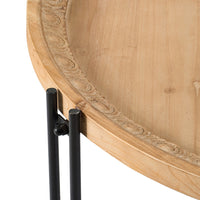 32 Inch Fir Wood Coffee Table, Intersecting Metal Legs, Brown and Black - BM285567