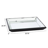 24 Inch Square Decorative Tray with Mirrored Surface, Modern Style, Black - BM286364