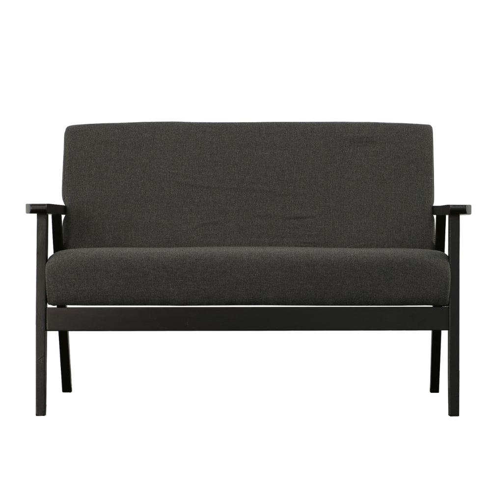 Gala 45 Inch Modern Loveseat Bench, Dark Gray Fabric, Jet Black Wood Frame - BM286582