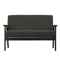 Gala 45 Inch Modern Loveseat Bench, Dark Gray Fabric, Jet Black Wood Frame - BM286582