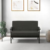 Gala 45 Inch Modern Loveseat Bench, Dark Gray Fabric, Jet Black Wood Frame - BM286582