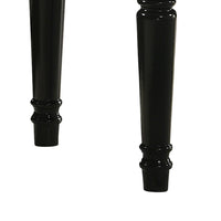 Kya 20 Inch Vanity Stool, Black Tufted Vegan Faux Leather Seat, Turned Legs - BM287977