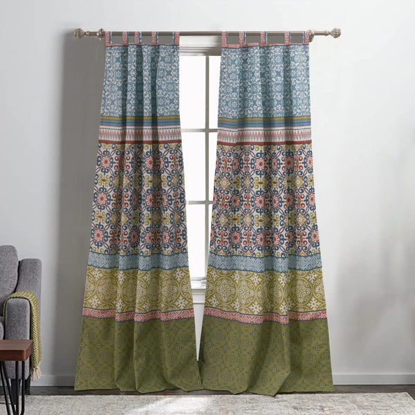 Kaw Set of 2 Panel Curtains, Multicolor Geometric Patterns, Polyester - BM293433