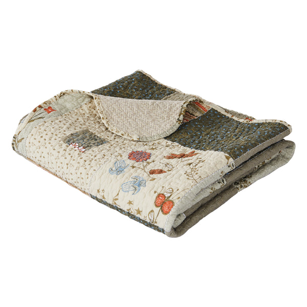 50 x 60 Cotton Quilted Throw Blanket with Fill, Wild Flowers, Multicolor - BM293434