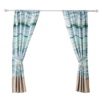 Vira 63 Inch Window Curtains, Ocean Waves and Sand Print, Rod Pockets - BM293458