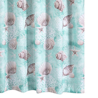Logan 72 Inch Shower Curtain, Coastal Light Blue Conch Shells Print - BM293460