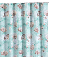 Logan 72 Inch Shower Curtain, Coastal Light Blue Conch Shells Print - BM293460