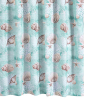 Logan 72 Inch Shower Curtain, Coastal Light Blue Conch Shells Print - BM293460