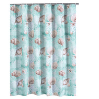 Logan 72 Inch Shower Curtain, Coastal Light Blue Conch Shells Print - BM293460