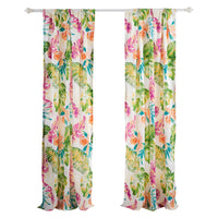 Porto 84 Inch Panel Window Curtains, Tropical Palm Leaves, Green and Blue - BM293462
