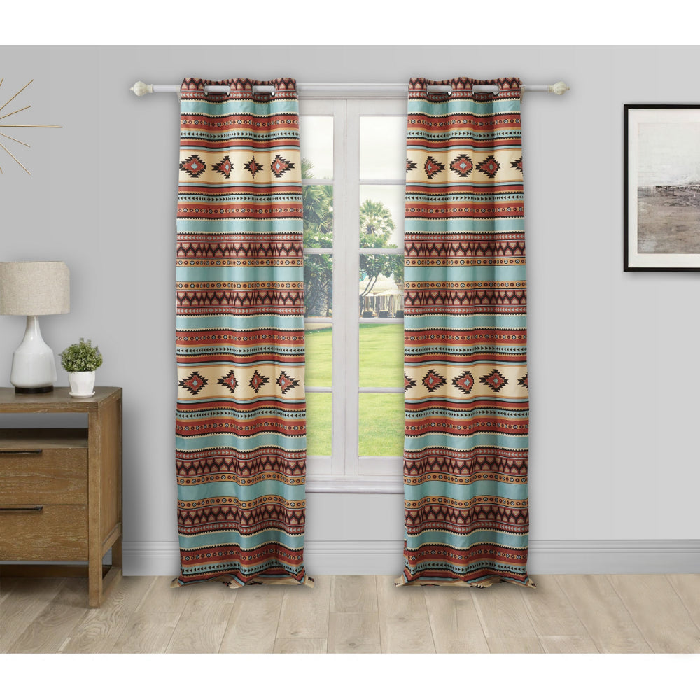 Tagus 84 Inch Window Curtains, Southwest Motifs, Grommets, Microfiber - BM293466