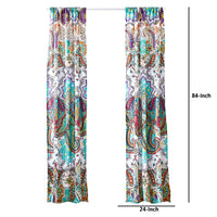 Vana 84 Inch Window Curtains, Decorative Paisley Print Design, Rod Pockets - BM293467