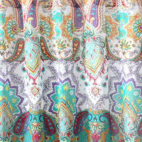Vana 72 Inch Shower Curtain, Microfiber Fabric, Blue and Red Paisleys Print - BM293471
