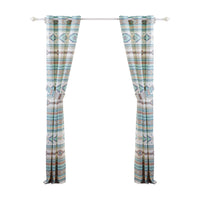 Kiev 84 Inch Window Curtains, Microfiber Blue Southwest Design, Grommets - BM293473