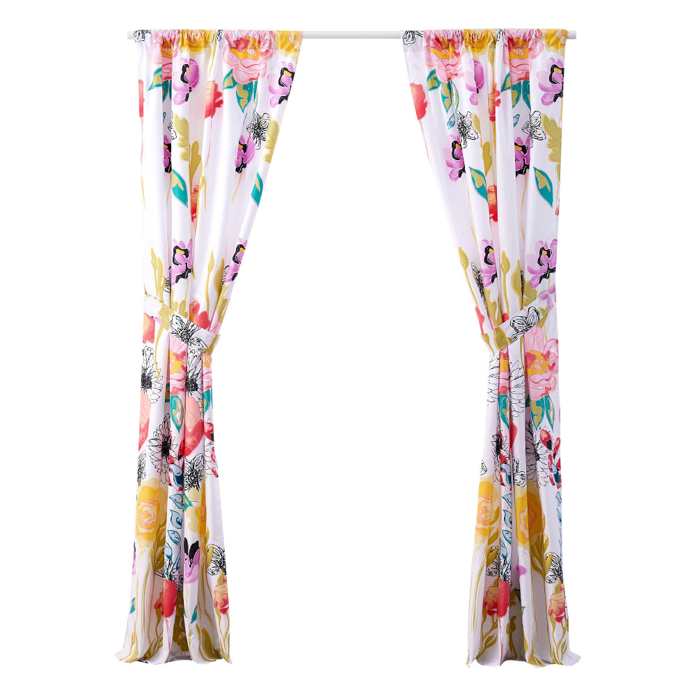 Minsk 84 Inch Window Panel Curtains, Bright Flower Patterns, Vibrant Colors - BM293481