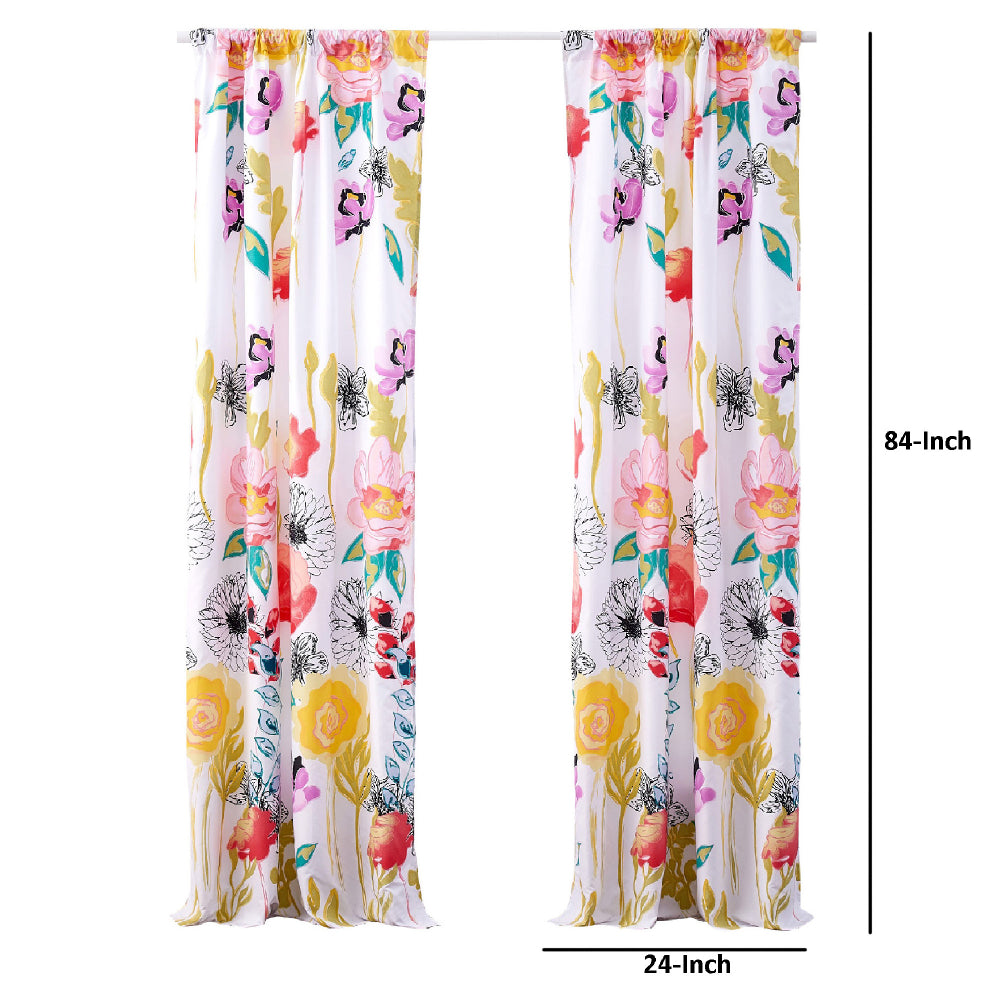 Minsk 84 Inch Window Panel Curtains, Bright Flower Patterns, Vibrant Colors - BM293481