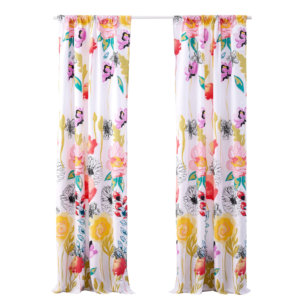 Minsk 84 Inch Window Panel Curtains, Bright Flower Patterns, Vibrant Colors - BM293481