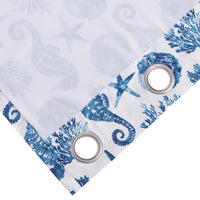 Riga 84 Inch Window Curtains, Blue Seashells Print, Microfiber, Rod Pockets - BM293484
