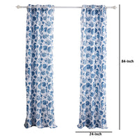 Riga 84 Inch Window Curtains, Blue Seashells Print, Microfiber, Rod Pockets - BM293484