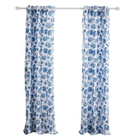Riga 84 Inch Window Curtains, Blue Seashells Print, Microfiber, Rod Pockets - BM293484