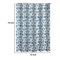 Riga 72 Inch Shower Curtain, Blue Seashells Print, Button Holes, Microfiber - BM293486