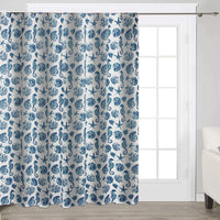 Riga 72 Inch Shower Curtain, Blue Seashells Print, Button Holes, Microfiber - BM293486