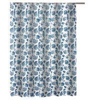 Riga 72 Inch Shower Curtain, Blue Seashells Print, Button Holes, Microfiber - BM293486