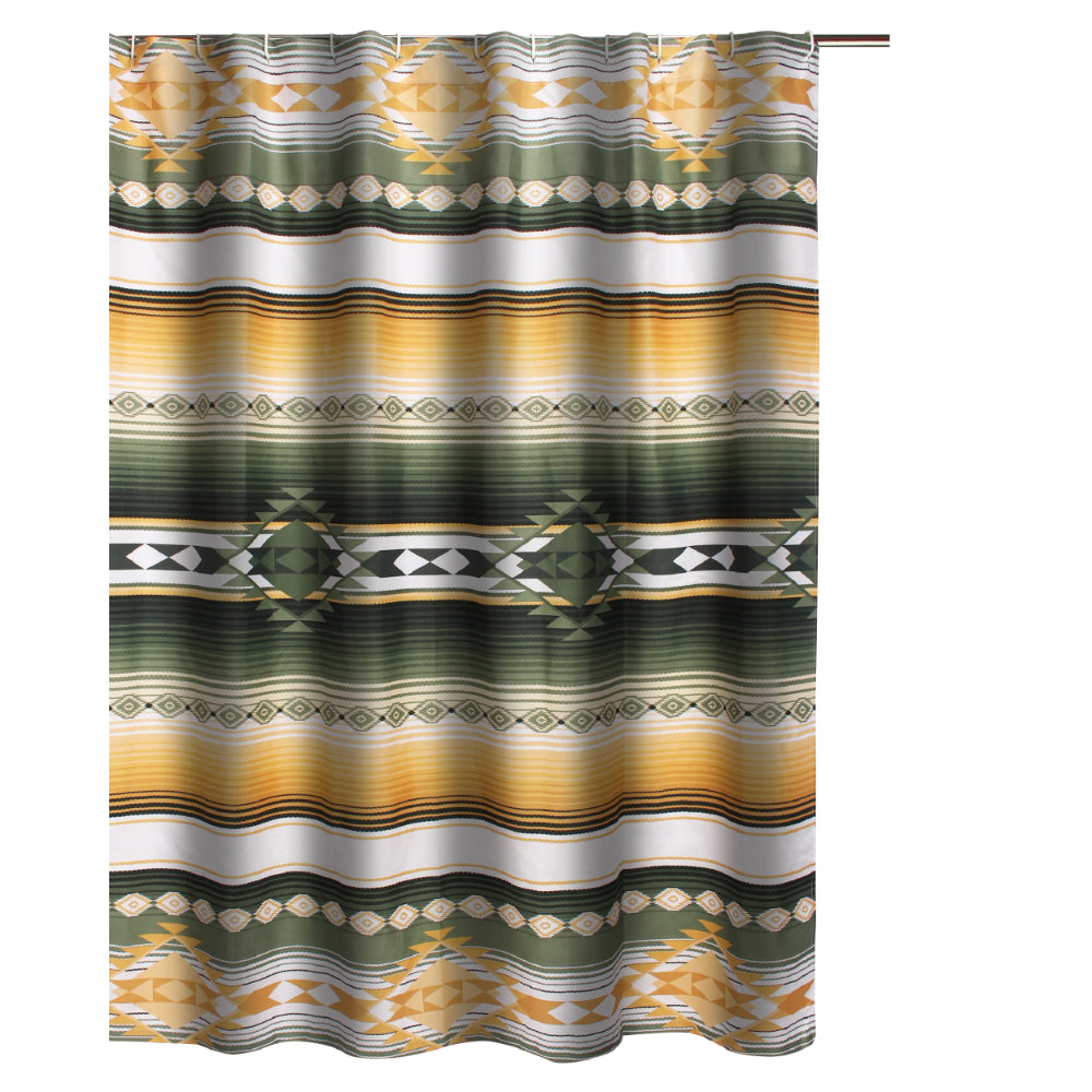 Jashua 72 Inch Shower Curtain, Southwest Style Yellow Stripes, Button Holes - BM293487