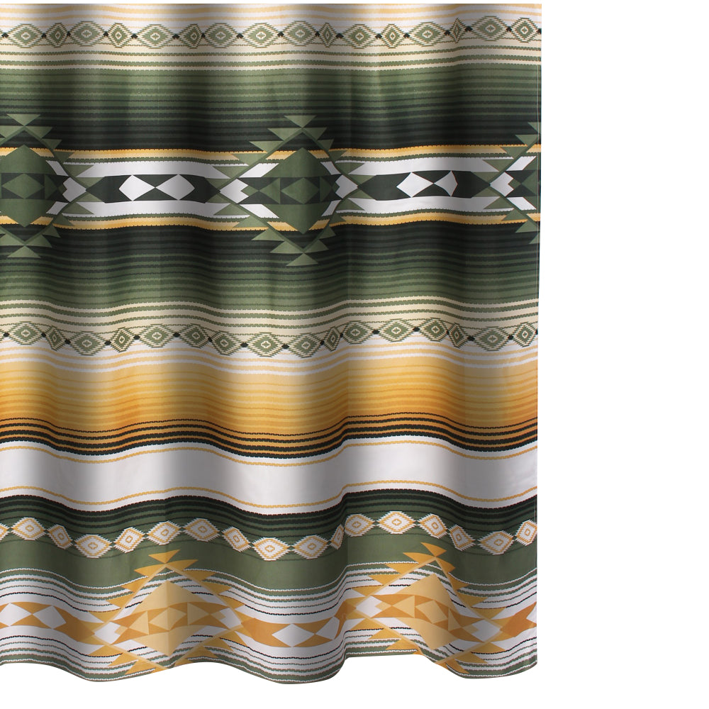 Jashua 72 Inch Shower Curtain, Southwest Style Yellow Stripes, Button Holes - BM293487