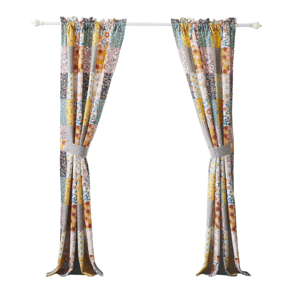 Turin 84 Inch Window Curtains, Brushed Microfiber, Multicolor Patchwork - BM294292