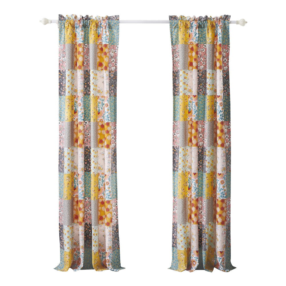 Turin 84 Inch Window Curtains, Brushed Microfiber, Multicolor Patchwork - BM294292