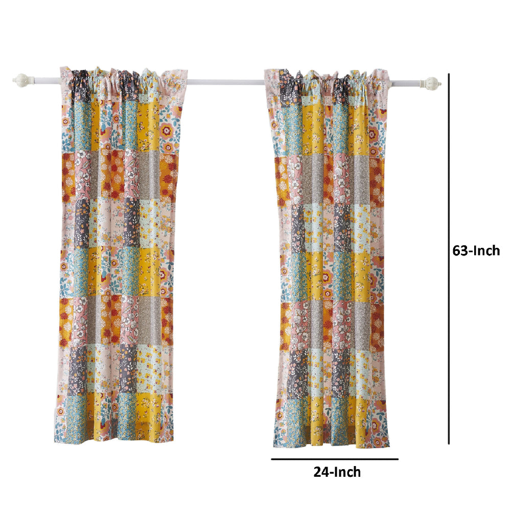 Turin 63 Inch Window Curtains, Brushed Microfiber, Multicolor Patchwork - BM294293