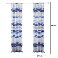 Oda 84 Inch Window Curtains, Microfiber Polyester, Blue Ocean Wave Print - BM294294