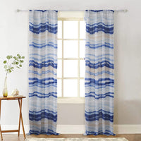 Oda 84 Inch Window Curtains, Microfiber Polyester, Blue Ocean Wave Print - BM294294
