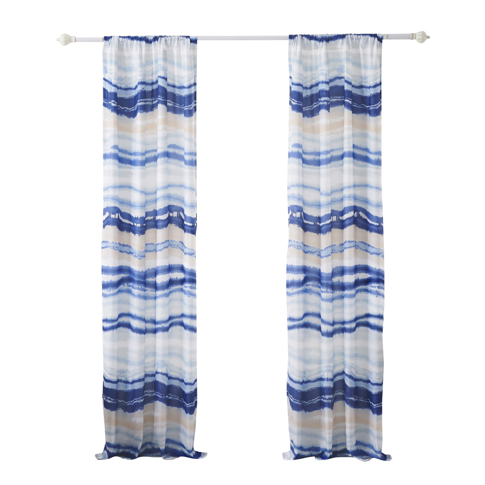 Oda 84 Inch Window Curtains, Microfiber Polyester, Blue Ocean Wave Print - BM294294