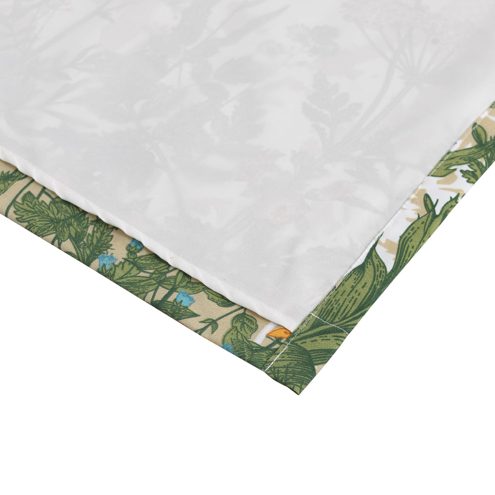 84 Inch Window Curtains, Beige Microfiber Fabric, Wildflower Print Design - BM294295