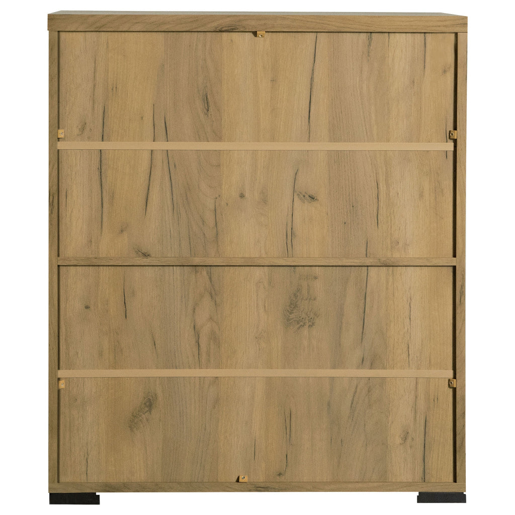 38 Inch Accent Cabinet Chest, 5 Adjustable Shelf Units, Golden Oak Brown - BM294804