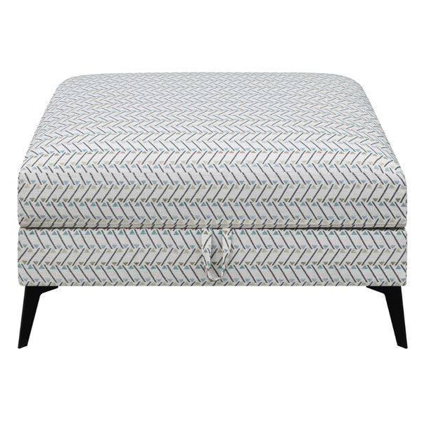 35 Inch Ottoman with Storage, Upholstered Geometric Pattern Printed Fabric - BM294842