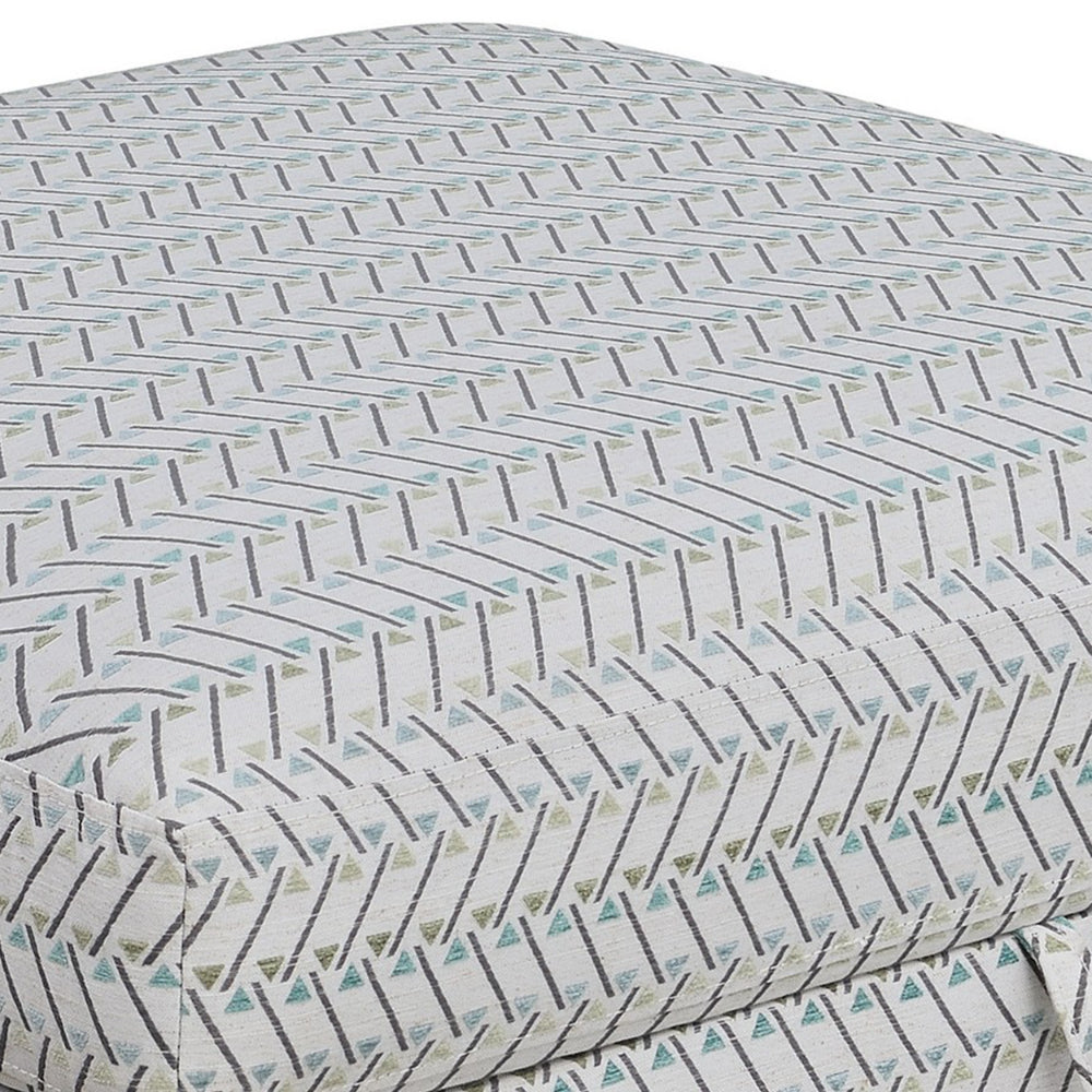 35 Inch Ottoman with Storage, Upholstered Geometric Pattern Printed Fabric - BM294842