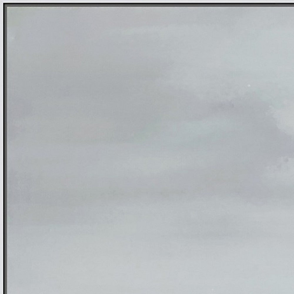 39 x 59 Hand Painted Cresting Waves, White Frame, Seafoam Green, Ocean Blue - BM298933